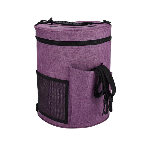 Large Capacity Knitting Tote Storage Bag Portable Yarn Organizer with Shoulder Strap Yarn Bags Purple