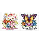 Set of 2 Coloring Books Floral Butterfly 24 Designs Each
