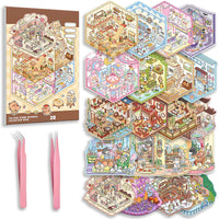 DIY 3D Miniature Sticker Kit with 20 Cartoon Stickers for Kids and Adults