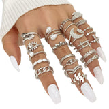 23Pcs Stackable Rings Knuckle Ring Set Stackable Rings for Women Silver