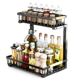 2 Tier Under Sink Organizer Slide out Pull out Cabinet Organizer Shelf for Kitchen Closet Organization Black