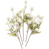 5 PCS Stem Cloth Dandelion Ball Artificial Flowers with Bendable Stems White