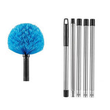 High Reach Blue Cobweb Duster with Extension Pole Spider Web Cleaning Brush for Outdoor Use Style 1