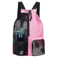 Swim Bag with Wet Pocket Mesh Drawstring Backpack for Swimming Gym Pink