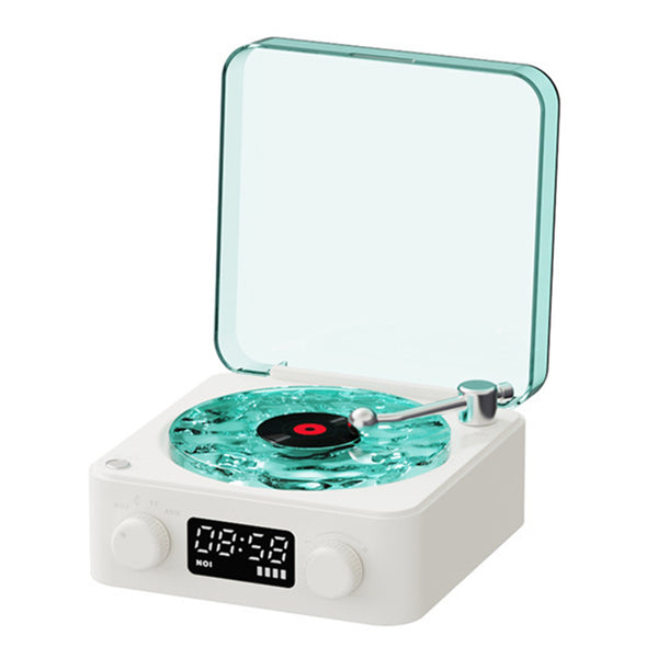 Wireless Waves Vinyl Player Mini Bluetooth Speaker Vinyl Record Player White