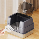 Stainless Steel Litter Box with Lid Front Entry Top Exit Kitty LitterBox with Large Space and Odor Control