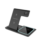 3-in-1 Wireless Charging Station 15W Fast Charger Stand Charging Dock for Wireless Charging Phone Watch AirPods Black