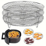 3Pcs Air Fryer Accessories Stackable Stainless Steel Airfryer Basket