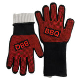 Pair of Heat Resistant Oven Gloves Non-Slip Grill Mittens for Cooking  Barbecuing Baking Red