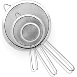 3 Pcs Stainless Steel Fine Mesh Strainers with Long Handles
