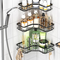 4Pcs Corner Shower Caddy Set with Soap Holder – Carbon Steel  18kg Load