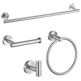 4 Pcs Stainless Steel Bathroom Hardware for Bathroom Wall Mounted Silver