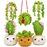 6-Pack Hanging Potted Plant DIY Yarn Craft Kits with Yarn and Hooks for DIY Crafting