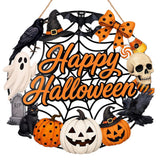 2 PCS Engineered Wood Halloween Ghost Pumpkin Hanging Door Signs Style 1