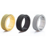 Anxiety Spinner Rings Silver Black Gold Mens Ladies Fidget Ring Rotating Titanium Steel