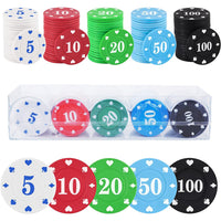 100Pcs Poker Chips Set with Storage Box – Durable Plastic Chips for Home Poker Nights