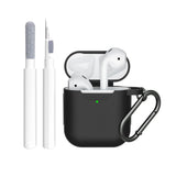 For Airpods 2nd and 1st Generation Silicone Protective Case Cover with Cleaner Kit and Keychain Black