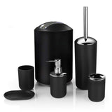 6PCS Bathroom Accessories Set Soap Dispenser Toothbrush Holder Black
