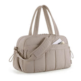 Tote Gym Bag Travel Fitness Bag Crossbody with Wet Dry Separation PVC Pocket Camel