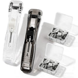 2Pcs Portable Binder Clip Stapler Includes 100 Reusable Clips for Document Home School Desk Office