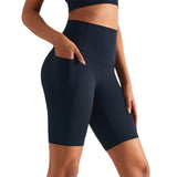 Women High Waist Biker Yoga Shorts with Pockets Black