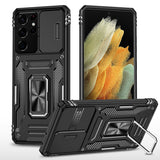 Heavy Duty Case with Ring Stand for Samsung Galaxy Phones Black