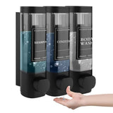No-Drill Wall-Mounted Triple Soap Dispenser for Shampoo Conditioner & Body Wash