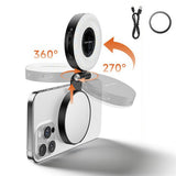 Rechargeable Folding Phone Selfie Light with Mirror – Portable Phone Fill Light Black