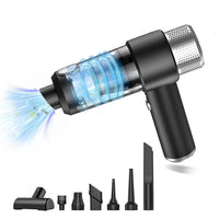 4-in-1 Handheld Car Vacuum Cleaner Portable Cordless Air Duster with LED Light for Car Home Office Black