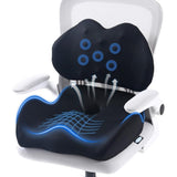 Memory Foam Seat Cushion Lumbar Support Pillow for Office Chair Wheelchair Black