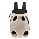 Mesh Dog Cat Carrier Backpack Breathable Front Back Carrying Apricot