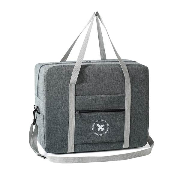 Foldable Travel Bag Large Capacity Sports Shoulder Bag Trip Boarding Bag Grey