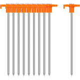 10PCS 7 Inch Heavy Duty Tent Stakes for Camping Tents Canopy Tarp with High Visibility Orange Head