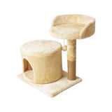Cat Tree Tower Small with Enclosed Condo Scratching Post Hanging Toy Beige