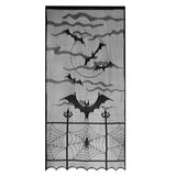 Large Halloween Door Curtain with Bat Spider Web for Party Decoration