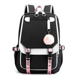 Girls Backpack for Middle School Students with USB Charging Port White