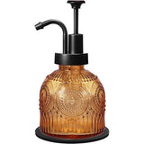8 Oz Glass Soap Dispenser Vintage with Black Pump Kitchen Bathroom