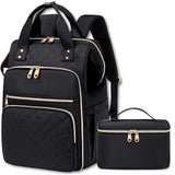 2-in-1 Laptop Backpack with Insulated Lunch Bag Work Backpack for 15.6 Inch Laptop Black