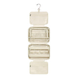 Travel Toiletry Bag with Jewelry Organizer Hanging Travel Makeup Cosmetic Bag Organizer Beige