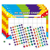 4 PCS Star Reward Chart with 3 Glitter Sticker Sheets Set Reusable Behaviour Chore