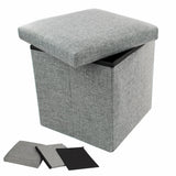 Foldable Shoe Bench Storage Ottoman with Thick Foam Seat Lid Gray