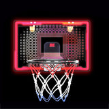 Indoor Lighted Basketball Hoop Mini Over The Door Basketball Hoops with 2 Basketball for Kids Red