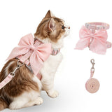 Bow Cat Harness Adjustable Kitten Harness with Leash for Walking Outdoor