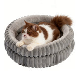 Donut Plush Pet Bed Soft Warm Nest for Cats Dogs Dark Gray