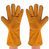 Double Layer Leather Welding Gloves Heat Resistant Fireproof Protective Safety Gloves Yellow