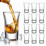 12 PCS Shot Glasses Set with Heavy Base Clear Shot Glasses Bulk for Vodka Tequila Whiskey Liquor
