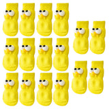 16Pcs Set Anti-Slip Dog Socks Stretchable Footwear Paw Protector for Indoor Use Big Eye Style