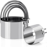 5 PCS Cutter Set Round Cookie Cutters with Handle 5 Pieces Stainless Steel Circle Baking Dough Tools for Cake