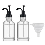 2 PCS 500ml Square Glass Syrup Soap Dispenser Bottles with Funnel Black