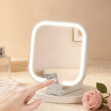 Touch Control 3-Color Lighting Makeup Mirror Portable Folding Vanity Mirror with Stepless Dimming